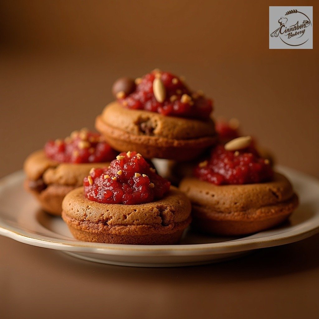 Brownie Bites with Strawberry and Nuts Toppings