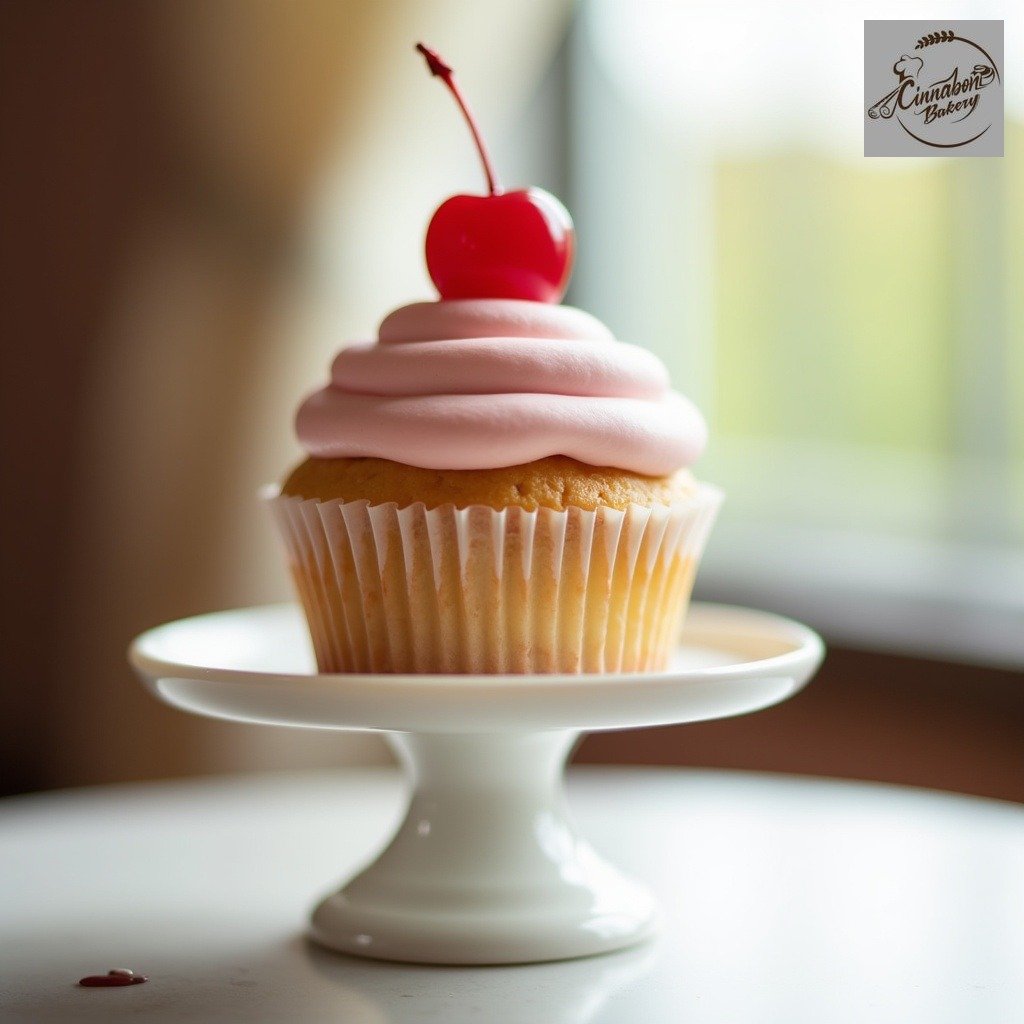 Cherry topped cupcake