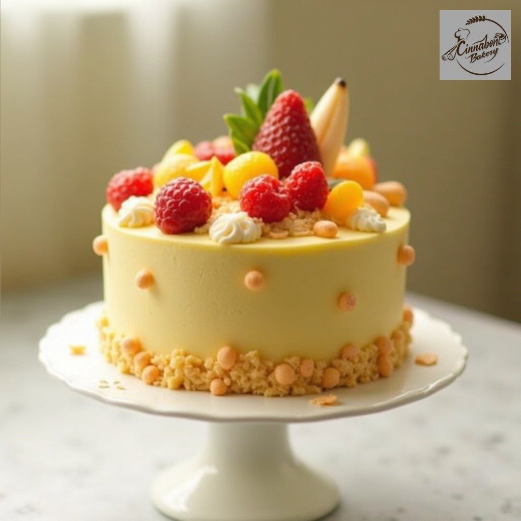 Chicken Dog Cake with Fruits Toppings