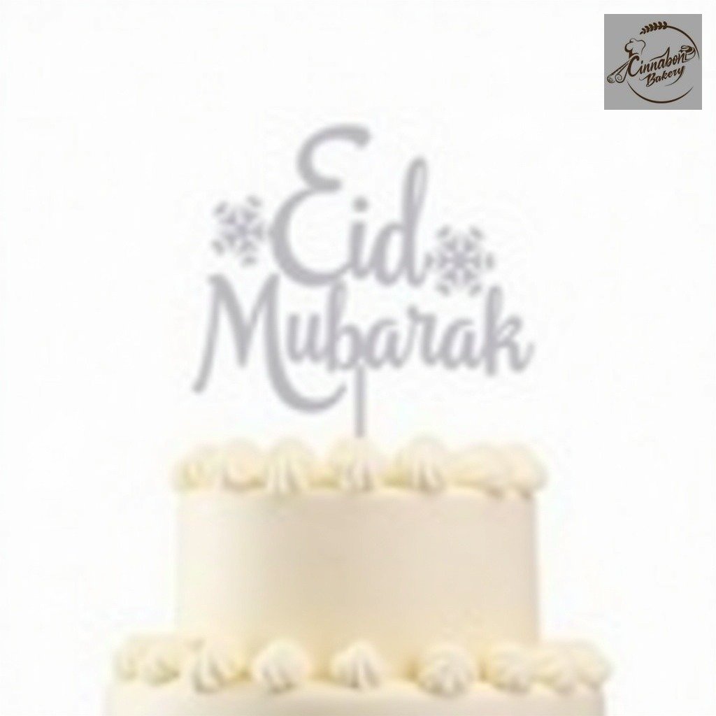 Eid Mubarak Cake Topper - Silver