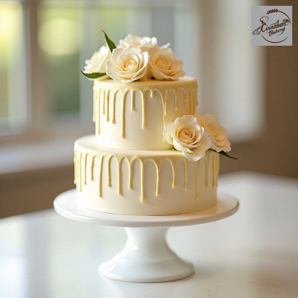 Gold Drip Two Tier Wedding/Anniversary Cake