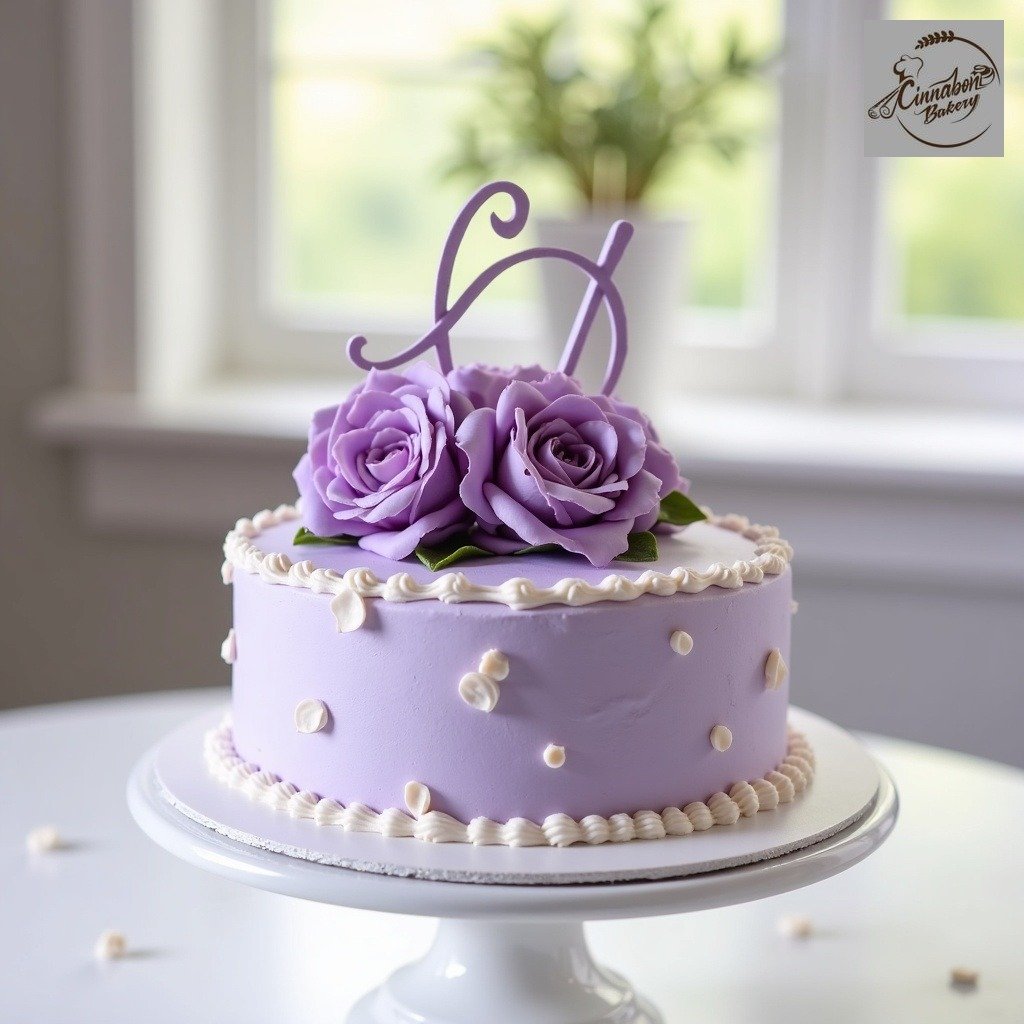Purple Themed Engagement Cake (Inclusing Cake Topper)