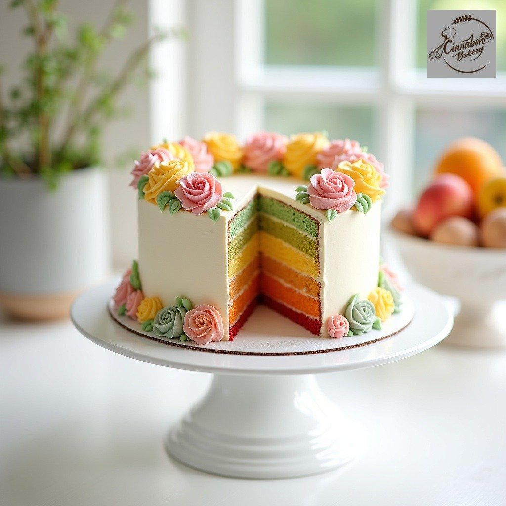 Rainbow Garden Fondant Cake