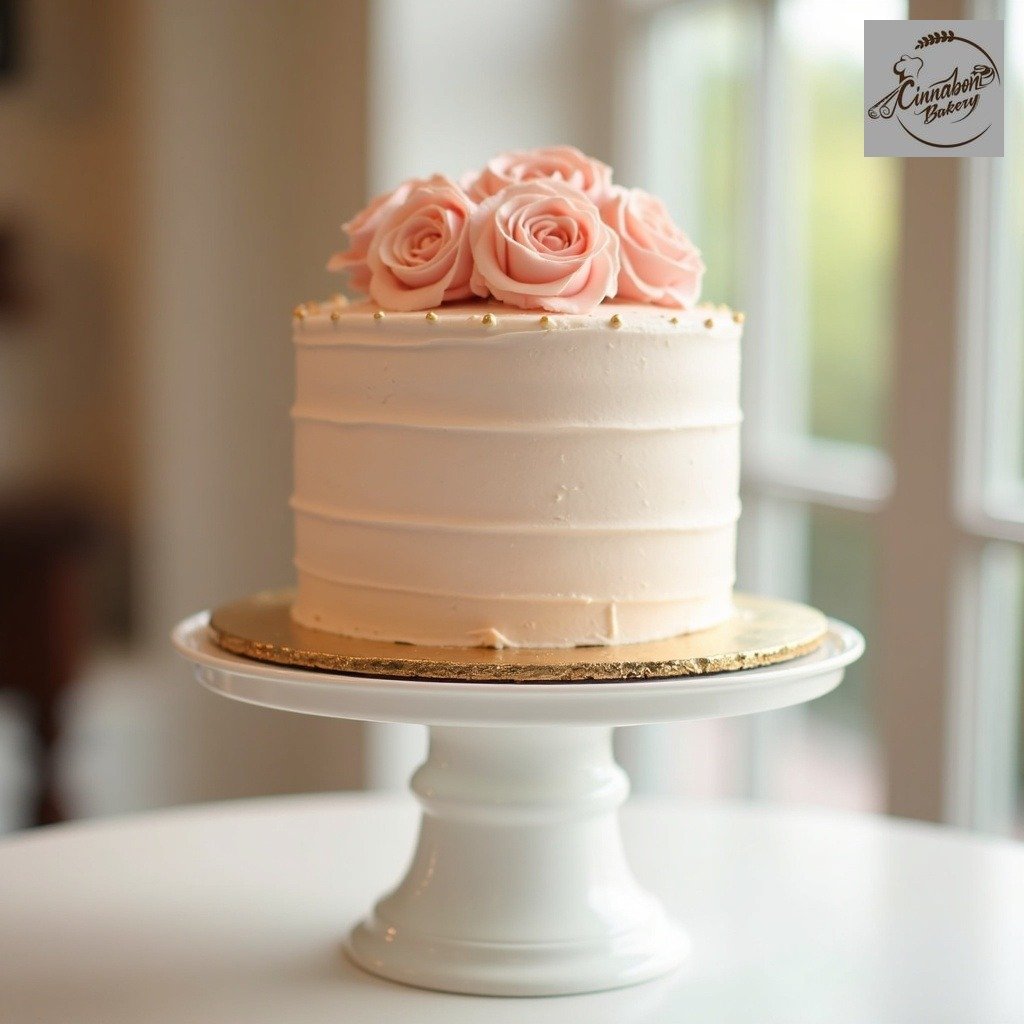 Simple Rose Wedding Cake