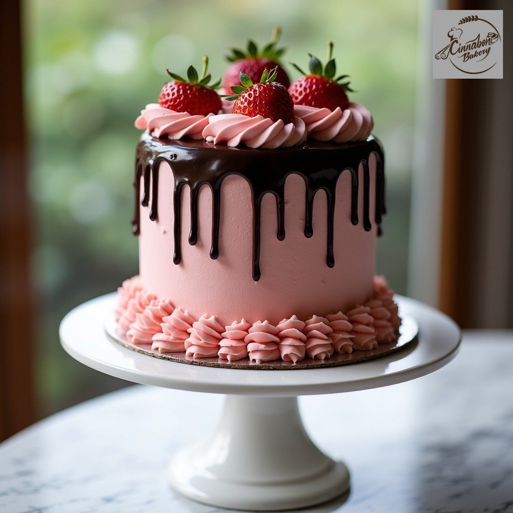 Strawberries After Dark – Chocolate Drip Strawberry Cake