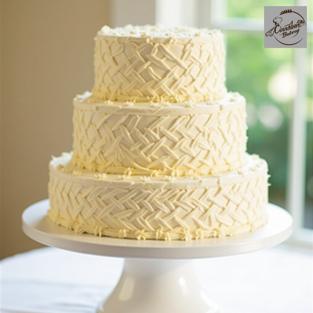 Three Tier Basket Weave Wedding Cake