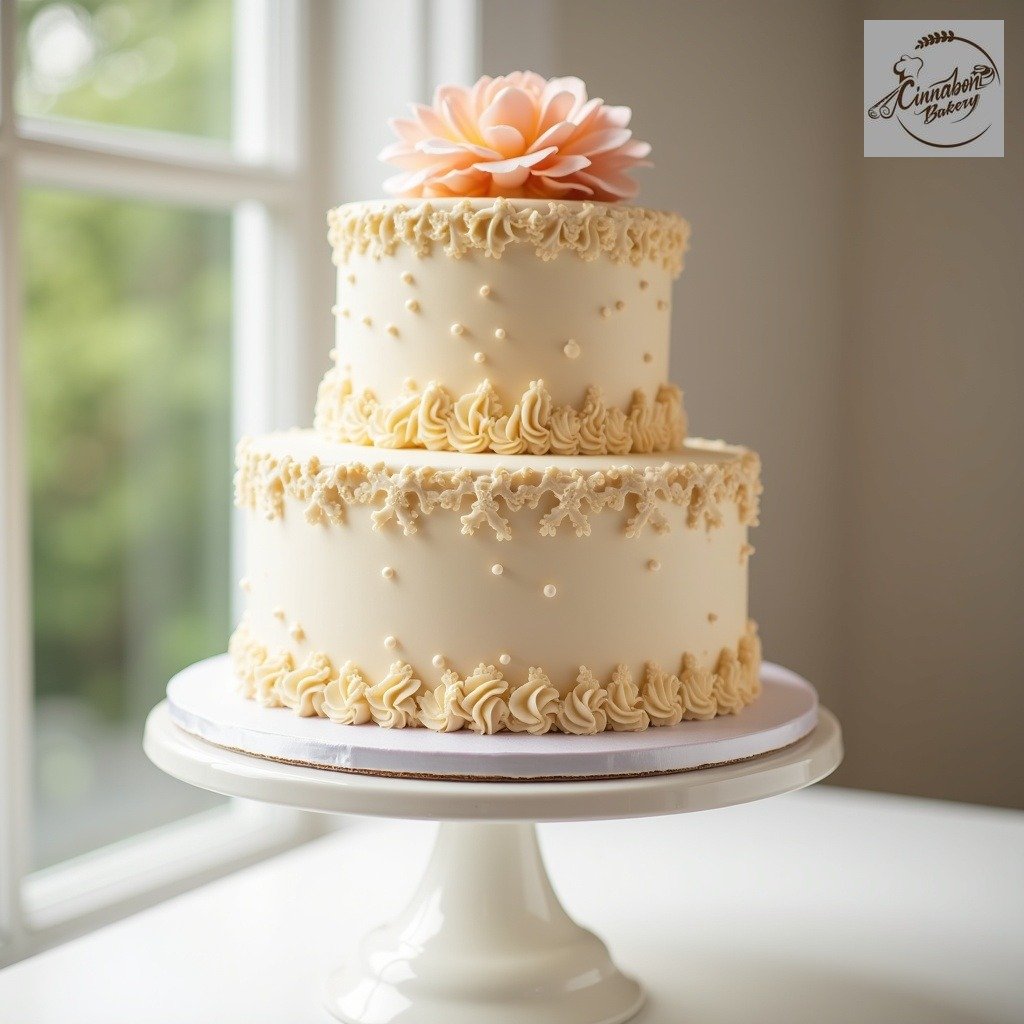 Three Tier Engagement Cake with Flower