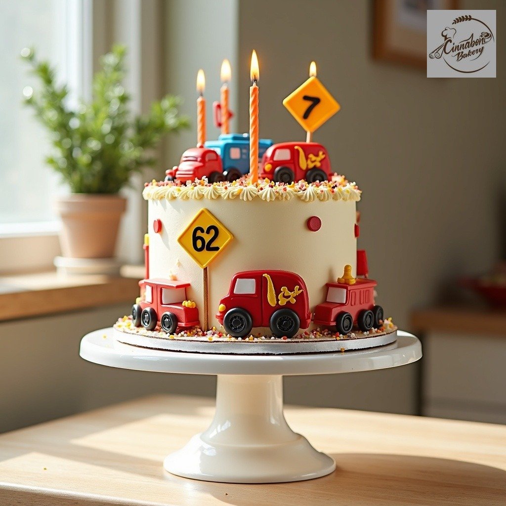 Two tier car themed cake