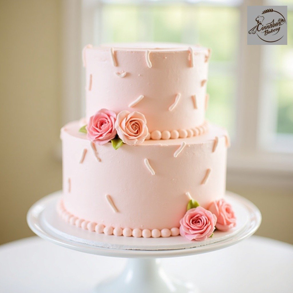 Two Tier Pastel Pink Wedding Cake