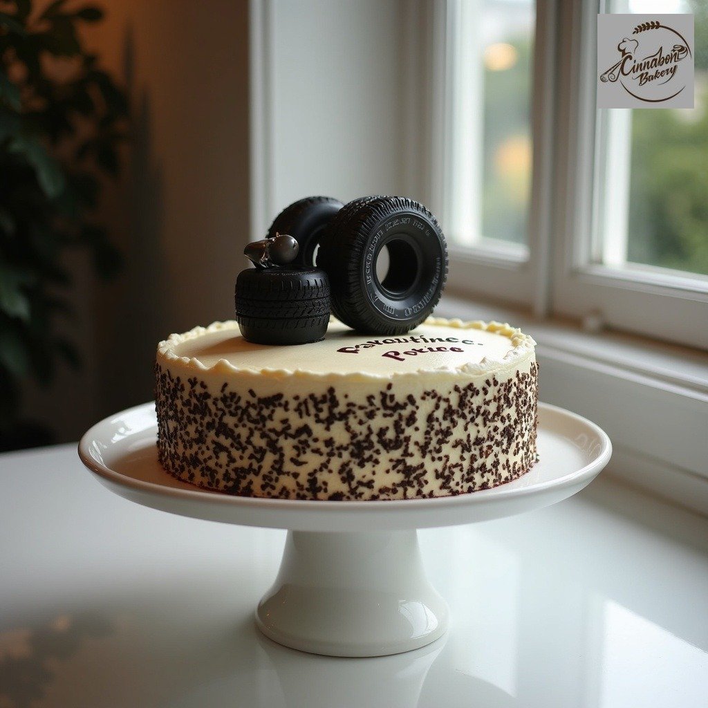 Two Tire Logo Print Cake